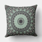 ミントグリーンと木炭マンダラパターン クッション (裏面)