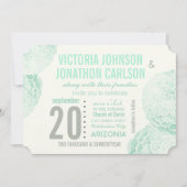 ミントグリーンと灰色のモダン多肉株結婚の 招待状 (正面)