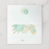 ミントグリーンと白の花金ゴールド結婚植物薬 プレイスカード (外部開封)