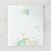 ミントグリーンと白の花金ゴールド結婚植物薬 プレイスカード (外部開封)
