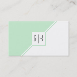 ミントグリーンと白モノグラムのジオメトモダンリ 名刺