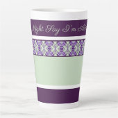 ミントグリーンと紫の装飾模様 カフェラテマグ (正面)