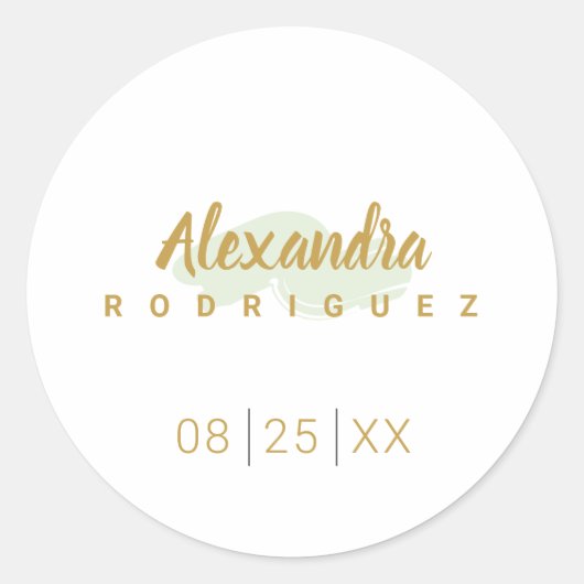 ミントグリーンと金ゴールドキンセアニェラ ラウンドシール (正面)