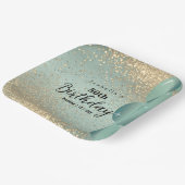 ミントグリーンと金ゴールドグリッター誕生日 ペーパープレート (傾斜あり)