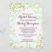 ミントグリーンと金ゴールドブライダルシャワー招待 招待状 (正面/裏面)