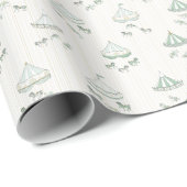 ミントグリーンと金ゴールドヴィンテージ回転木馬ギフト ラッピングペーパー (ロールコーナー)