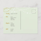 ミントグリーンと金ゴールド写真キンセアニェラ インビテーションポストカード (裏面)