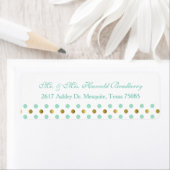 ミントグリーンと金ゴールド水玉模様差出人住所ラベル ラベル (インサイチュ)