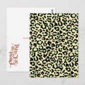 ミントグリーンにヒョウ柄オートミール ポストカード (正面/裏面)