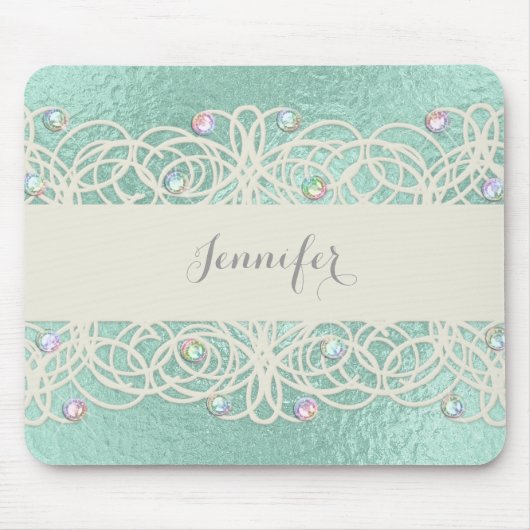 ミントグリーンに虹の結晶 マウスパッド (正面)