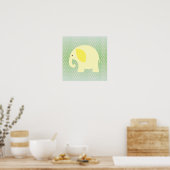 ミントグリーンに黄色の象 ポスター (キッチン)