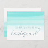 ミントグリーンのあなたに私のウェディングパーティに来てくれる？ 招待状 (正面/裏面)