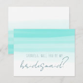ミントグリーンのあなたに、私のブライズメイドになってくれる？ 招待状 (正面/裏面)