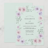 ミントグリーンのエーテルな薔薇の結婚式 招待状 (正面/裏面)