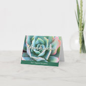 ミントグリーンのカクタス写真スクリプト モノグラム 名前 太字 サンキューカード (正面)
