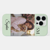 ミントグリーンのカスタムイニシャル1枚写真入りスマホケース iPhoneケース (裏面横)