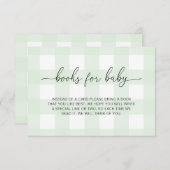 ミントグリーンのギンガムブックリクエストカード 招待状 (正面/裏面)