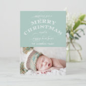 ミントグリーンのクリスマスフォトカード シーズンカード (スタンド正面)
