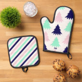 ミントグリーンのクリスマス 鍋つかみ&鍋敷きセット (トップダウン)
