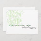 ミントグリーンのグレンジ婚礼囲い込みの出欠返信 招待状 (正面/裏面)