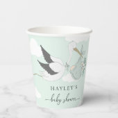 ミントグリーンのコウテイヘゴのベビーシャワー 紙コップ (裏面)