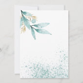 ミントグリーンのゴールドの水彩画の葉のウェディング 招待状 (裏面)