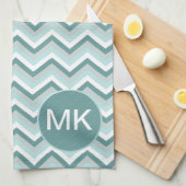 ミントグリーンのシボロンジグザグパターカスタマイズン – キッチンタオル (四つ折り)