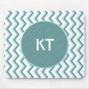 ミントグリーンのシボロンジグザグパターン マウスパッド