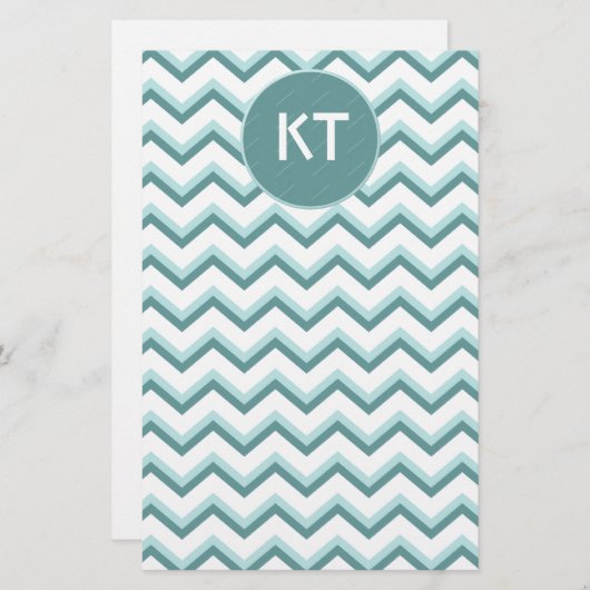 ミントグリーンのシボロンジグザグパターン 便箋 (正面/裏面)