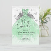 ミントグリーンのシルバードレス ミス・キンセ・キンセアニエラ 招待状 (スタンド正面)