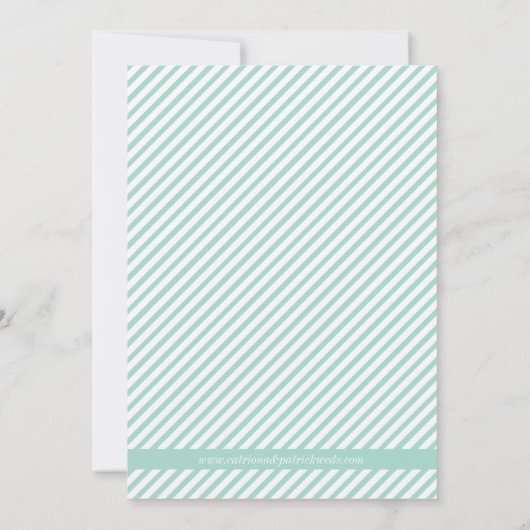 ミントグリーンのストライプ柄のSave the Dateのお知らせ 招待状 (裏面)