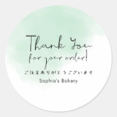 ミントグリーンのタイポグラフィで感謝の気持ちを ラウンドシール (正面)
