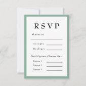 ミントグリーンのタイムレスな結婚式の出欠確認 出欠カード (正面)
