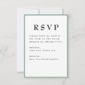 ミントグリーンのタイムレスな結婚式の出欠確認 出欠カード (裏面)