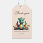 ミントグリーンのドラゴン お祝い感謝 ギフトタグ (裏面)