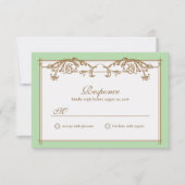 ミントグリーンのバロック結婚式RSVPカード サンキューカード (正面)
