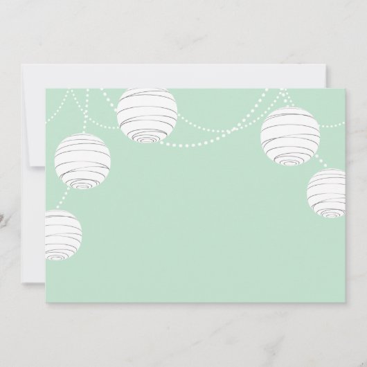 ミントグリーンのパーティーランタン 招待状 (正面)