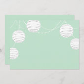 ミントグリーンのパーティーランタン 招待状 (正面/裏面)