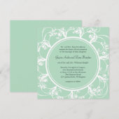 ミントグリーンのフレッシュな花柄の結婚式招待状 招待状 (正面/裏面)