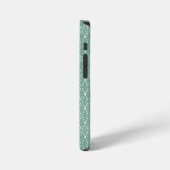 ミントグリーンのベルベット調ラティス模様 iPhoneケース (左側面)