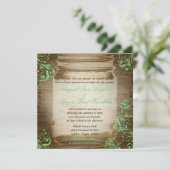 ミントグリーンのメイソンジャー ヴィンテージ結婚式招待状 招待状 (スタンド正面)