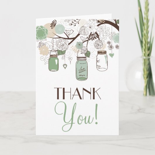 ミントグリーンのメイソンジャー 感謝カード (正面)