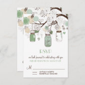 ミントグリーンのメイソンジャー 結婚式の出欠確認カード 出欠カード (正面/裏面)
