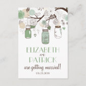 ミントグリーンのメイソンジャー 結婚式の受付カード エンクロージャーカード (裏面)