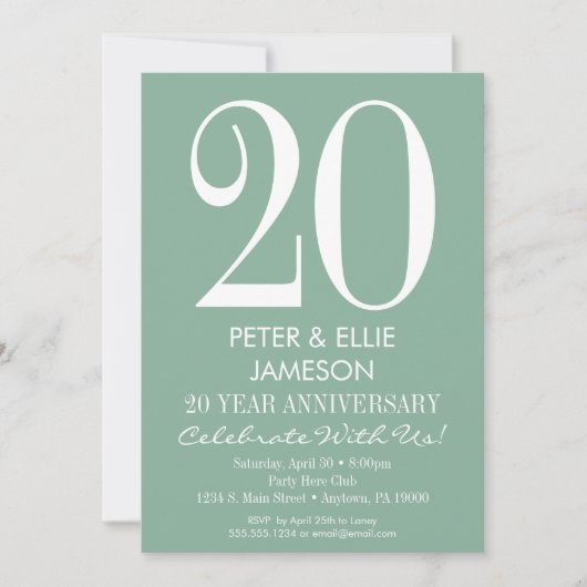 ミントグリーンのモダンでシンプルな記念日招待状 招待状 (正面)