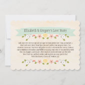 ミントグリーンのラブバード ウェディング セーブ・ザ・デート カード (裏面)