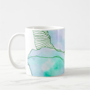 ミントグリーンのラベンダー水彩植物葉 コーヒーマグカップ