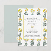 ミントグリーンのリハーサルディナー招待状 黄色の花 招待状 (正面/裏面)