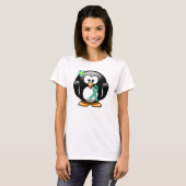 ミントグリーンのリボンのペンギン Tシャツ (正面フル)