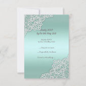 ミントグリーンのレースが上品な全イベントの返信案 出欠カード (裏面)